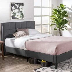 INUS Lottie Upholstered Platform Bed Frame / Mattress Foundation / Wood Slat Support / No Box Spring Needed / Easy Assembly, Grey, Twin 31 INUS Lottie Upholstered Platform Bed Frame / Mattress Foundation / Wood Slat Support / No Box Spring Needed / Easy Assembly, Grey, Twin -Delta Children Shop 51dF4WryVkL. AC 1