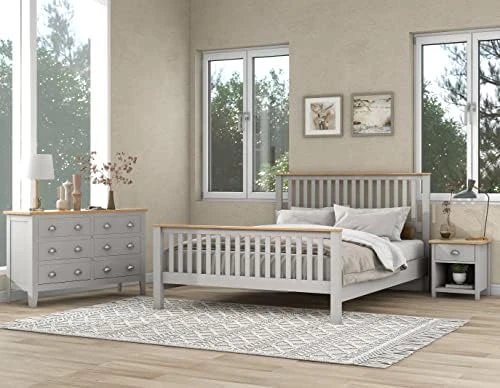 Bedroom Furniture Sets, 5 Pieces Country Gray With Oak Top Bedroom Sets, Full Wood Platform Bed Frame With 2 Nightstands, One 6-Drawer Chest, One 6-Drawer Dresser, For Boys Girls Teens, Gray 16 Bedroom Furniture Sets, 5 Pieces Country Gray With Oak Top Bedroom Sets, Full Wood Platform Bed Frame With 2 Nightstands, One 6-Drawer Chest, One 6-Drawer Dresser, For Boys Girls Teens, Gray - Image 14