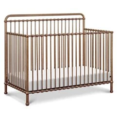 NAMESAKE Winston 4-in-1 Convertible Mini Metal Crib In Vintage Gold, Greenguard Gold Certified -Delta Children Shop 51eC9CnpxL