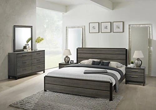 Ioana 187 Antique Grey Finish Wood Bed Room Set, Queen Size Bed, Dresser, Mirror, 2 Night Stands 9 Ioana 187 Antique Grey Finish Wood Bed Room Set, Queen Size Bed, Dresser, Mirror, 2 Night Stands - Image 7