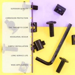 Swpeet 51Pcs Black M6 × 15mm Crib Hardware Screws, Hex Socket Head Cap Crib Baby Bed Bolt And Barrel Nuts With 1 X Allen Wrench Perfect For Furniture, Cots, Crib Screws (M6x15mm) -Delta Children Shop 51gWMVlDsGL