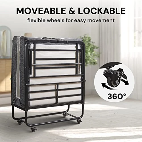 Folding Bed With Mattress Twin Size, 75" X 38", Rollaway Bed Storage Cover Included. Roll Away Bed With 5" Memory Foam Mattress, Portable Foldable Fold Up Guest Bed For Adults (Twin) 6 Folding Bed With Mattress Twin Size, 75" X 38", Rollaway Bed Storage Cover Included. Roll Away Bed With 5" Memory Foam Mattress, Portable Foldable Fold Up Guest Bed For Adults (Twin) - Image 4