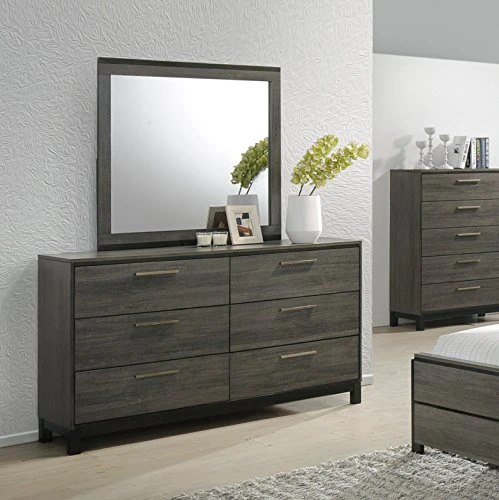 Ioana 187 Antique Grey Finish Wood Bed Room Set, Queen Size Bed, Dresser, Mirror, 2 Night Stands 5 Ioana 187 Antique Grey Finish Wood Bed Room Set, Queen Size Bed, Dresser, Mirror, 2 Night Stands - Image 3