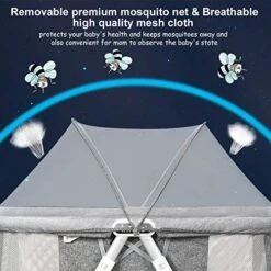 INFANS 2 In 1 Rocking Bassinet For Newborn Baby, One-Second Fold Travel Crib With Detachable & Thicken Mattress, Height Adjustable Legs, Mosquito Net, Cradle With Rock Mode & Stationary (Gray) -Delta Children Shop 51jdJ4yg7EL