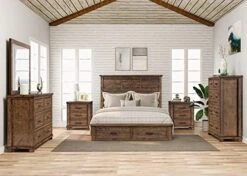 Farmhouse 6-Piece Reclaimed Wood Bedroom Set With Mirror And Black Finish Metal Handles, 2-Drawer Queen Bed, 6-Drawer Dresser, 5-Drawer Chest And Double 3-Drawer Nightstands (Natural) 24 Farmhouse 6-Piece Reclaimed Wood Bedroom Set With Mirror And Black Finish Metal Handles, 2-Drawer Queen Bed, 6-Drawer Dresser, 5-Drawer Chest And Double 3-Drawer Nightstands (Natural) -Delta Children Shop 51kblnVzV1L. AC