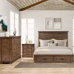 Farmhouse 6-Piece Reclaimed Wood Bedroom Set With Mirror And Black Finish Metal Handles, 2-Drawer Queen Bed, 6-Drawer Dresser, 5-Drawer Chest And Double 3-Drawer Nightstands (Natural) 23 Farmhouse 6-Piece Reclaimed Wood Bedroom Set With Mirror And Black Finish Metal Handles, 2-Drawer Queen Bed, 6-Drawer Dresser, 5-Drawer Chest And Double 3-Drawer Nightstands (Natural) -Delta Children Shop 51l8wLcSjXL. AC