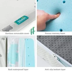 Waterproof Mini Crib Mattress Topper 38" X 24" With Memory Foam & Bamboo Removable Cover, Fits For Dream On Me, Davinci & Delta Children Mini Crib -Delta Children Shop 51lVuEKgM9L