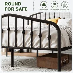 Platform Queen Size Metal Bed Frame With Vintage Headboard And Footboard, Heavy Duty Bed Frame With Large Storage, No Box Spring Needed, Easy Assembly, Black 10 Platform Queen Size Metal Bed Frame With Vintage Headboard And Footboard, Heavy Duty Bed Frame With Large Storage, No Box Spring Needed, Easy Assembly, Black -Delta Children Shop 51ldAZN7sLL