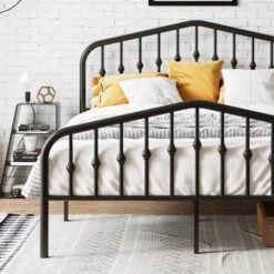 Platform Queen Size Metal Bed Frame With Vintage Headboard And Footboard, Heavy Duty Bed Frame With Large Storage, No Box Spring Needed, Easy Assembly, Black 13 Platform Queen Size Metal Bed Frame With Vintage Headboard And Footboard, Heavy Duty Bed Frame With Large Storage, No Box Spring Needed, Easy Assembly, Black -Delta Children Shop 51lqqgYiiAL. AC