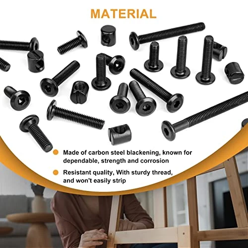 VIGRUE 80PCS Baby Bed Crib Metric Screws M6 X 15mm/ 20mm/ 25mm/ 30mm/ 35mm/ 40mm/ 50mm/ 70mm Black Hex Socket Cap Bolts Barrel Nuts Assortment Kit For Crib Baby Bed Furniture Hardware Cots And Chairs 5 VIGRUE 80PCS Baby Bed Crib Metric Screws M6 X 15mm/ 20mm/ 25mm/ 30mm/ 35mm/ 40mm/ 50mm/ 70mm Black Hex Socket Cap Bolts Barrel Nuts Assortment Kit For Crib Baby Bed Furniture Hardware Cots And Chairs - Image 3