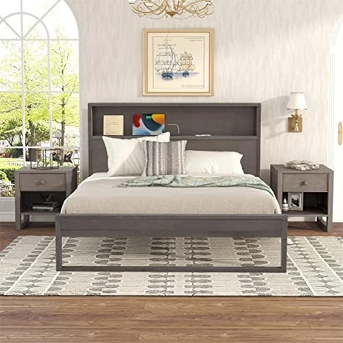 5-Piece Bedroom Furniture Set, Solid Wood Bedroom Set With King Size Platform Bed, Two Nightstands, 7-Drawer Dresser And 5-Drawer Double Chest (White) 10 5-Piece Bedroom Furniture Set, Solid Wood Bedroom Set With King Size Platform Bed, Two Nightstands, 7-Drawer Dresser And 5-Drawer Double Chest (White) - Image 8