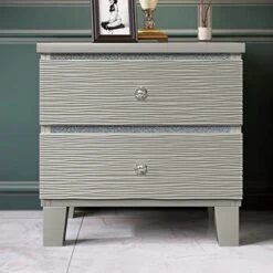 5 Piece Bedroom Set,Bedroom Furniture Set With King Size Wood Platform Bed,Dresser With Mirror And Nightstand*2 for Kids/Teens/Adults Bedroom(Champagne Silver) -Delta Children Shop 51rLMogsMhL