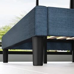 INUS Omkaram Upholstered Platform Bed Frame / Mattress Foundation / Wood Slat Support / No Box Spring Needed / Easy Assembly, Queen -Delta Children Shop 51rPtixfhYS