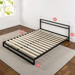 Trisha 7 Inch Platforma Bed Frame With Headboard/Mattress Foundation/Box Spring Optional/Wood Slat Support, Queen & Ultima 10"; Comfort Memory Foam Mattress, Queen -Delta Children Shop 51s2lE46aCL