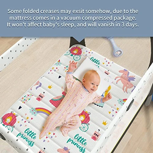 Moonlight Family Noiseless 3” Pack N Play Mattress, 38”x26” Premium Foam Portable Pack And Play Mattresses, Odorless & Steady Playard Mattress Fits ONLY Playpens (28.5 * 39.5"), Princess 6 Moonlight Family Noiseless 3” Pack N Play Mattress, 38”x26” Premium Foam Portable Pack And Play Mattresses, Odorless & Steady Playard Mattress Fits ONLY Playpens (28.5 * 39.5"), Princess - Image 4