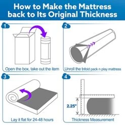 Pro Goleem Pack And Play Mattress, Trifold Fitted Waterproof And Portable Pad Soft Mini Crib Mattress For Toddlers, 38 X 26 X 2.25 Inch -Delta Children Shop 51tZSD3TafL