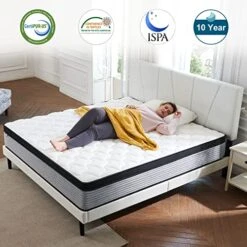 King Mattress, 12 Inch Hybrid Memory Foam Mattress And Individual Pocket Springs,King Bed In A Box With Pressure Relief And Cooler Cover,Medium Softer King Size -Delta Children Shop 51vy0byel5L
