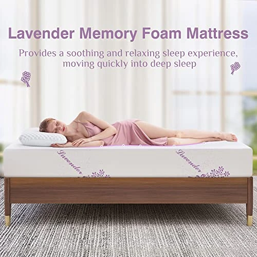8 Inch Twin Memory Foam Mattress,Cooling Lavender Mattress In A Box,Medium-Firm Mattress Made In USA,Pressure Relief & Temperature Regulation,Fiberglass-Free,CertiPUR-US Certified 4 8 Inch Twin Memory Foam Mattress,Cooling Lavender Mattress In A Box,Medium-Firm Mattress Made In USA,Pressure Relief & Temperature Regulation,Fiberglass-Free,CertiPUR-US Certified - Image 2