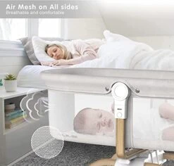 ANGELBLISS 3 In 1 Rocking Bassinet & Baby Bassinet Bedside Crib, One-Second Convert Travel Portable Bassinet Newborn Baby (White) -Delta Children Shop 51wPxqpHl5L
