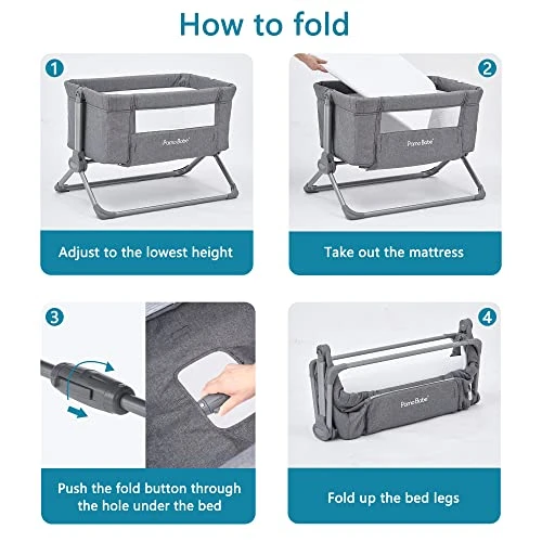 Pamo Babe Bedside Bassinet For Baby Crib Quick One-Hand Folding Bedside Sleeper 4 Adjustable Heights Co-Sleeper 5 Pamo Babe Bedside Bassinet For Baby Crib Quick One-Hand Folding Bedside Sleeper 4 Adjustable Heights Co-Sleeper - Image 3