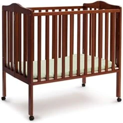 Delta Children Folding Portable Mini Baby Crib With 1.5-inch Mattress - Greenguard Gold Certified, Dark Chocolate -Delta Children Shop 51xR8kzTEKL. AC