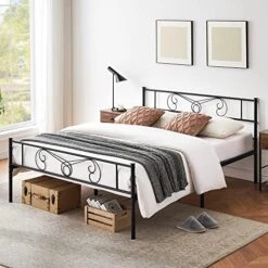Queen Bed Frame Platform With Headboard And Footboard Metal Bed Mattress Foundation With Storage No Box Spring Needed Black (Queen) -Delta Children Shop 51xu83mRnkL. AC