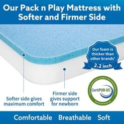 Pro Goleem Pack And Play Mattress, Trifold Fitted Waterproof And Portable Pad Soft Mini Crib Mattress For Toddlers, 38 X 26 X 2.25 Inch -Delta Children Shop 51z43exOXnL