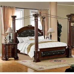 Of America FOA Eckel 2pc Brown Cherry Solid Wood Bedroom Set - King + Nightstand -Delta Children Shop 61UJv2Z0olL